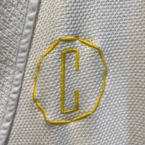 Monogrammed C Long White Waffle Bathrobe